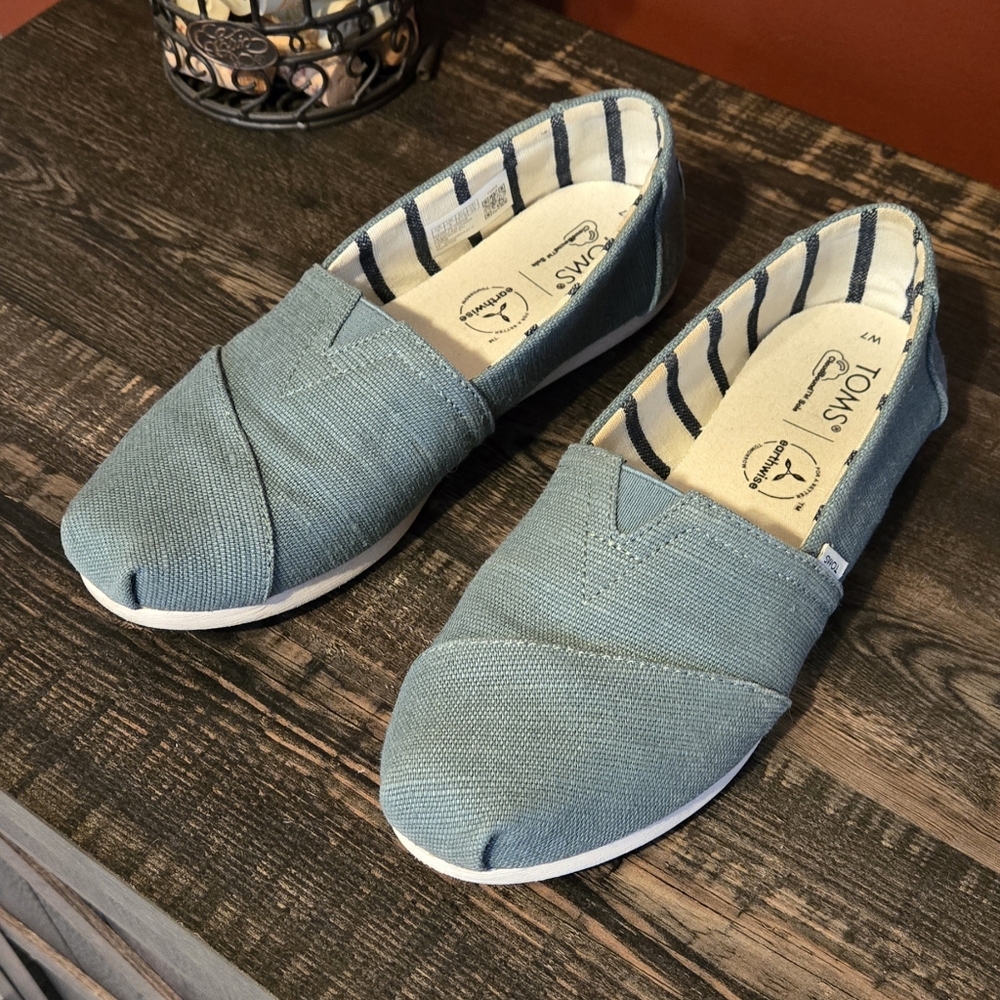 TOMS Teal Canvas Slip-Ons